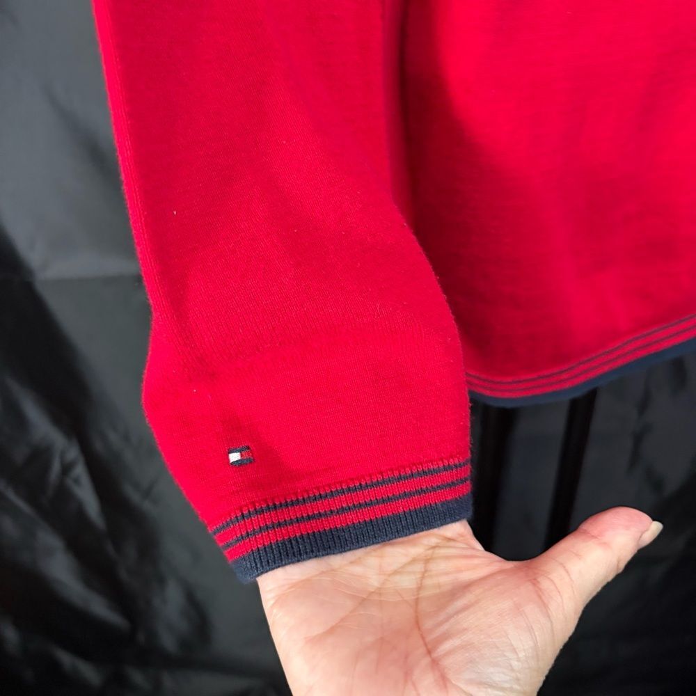 Tommy Hilfiger Red Long Sleeve Top with Navy Details L/G - Picture 8 of 10